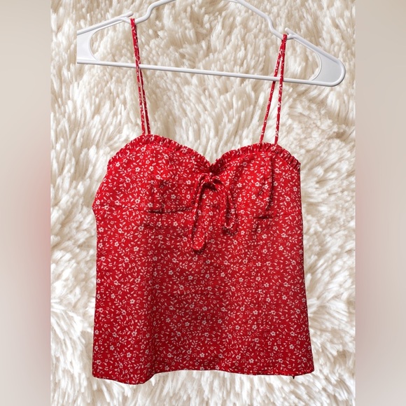 Zara Red and White Smocked Bustier Camisole - Picture 8 of 8